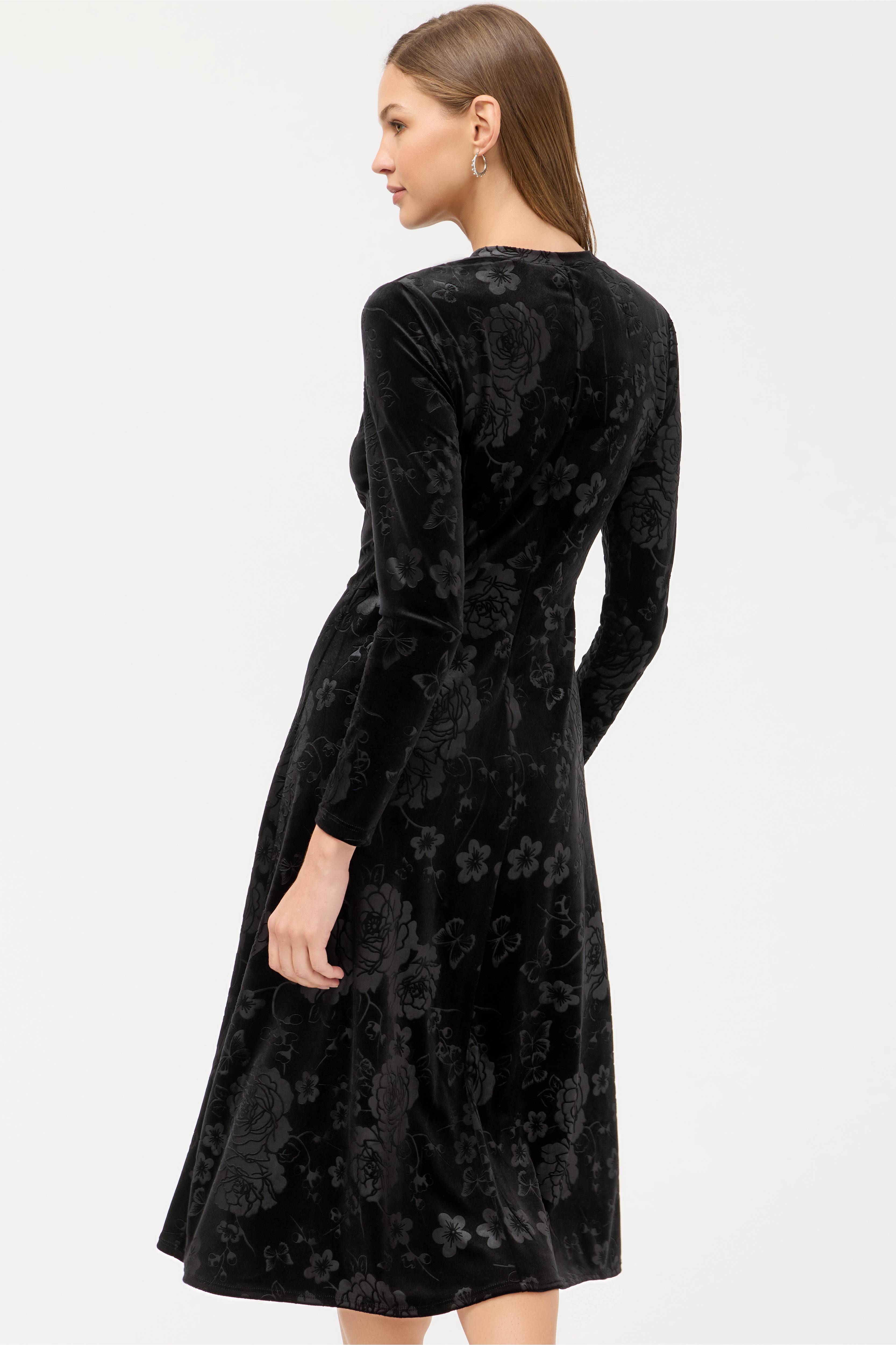 Johnny Was | Embossed Stretch Velvet Dress | Black