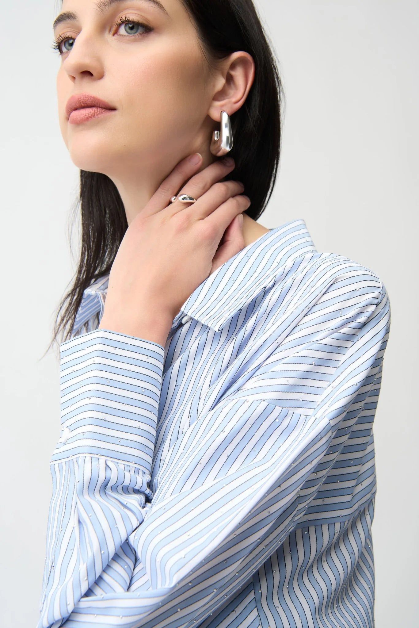 Joseph Ribkoff | Tencel Stripe Shirt | Blue/White