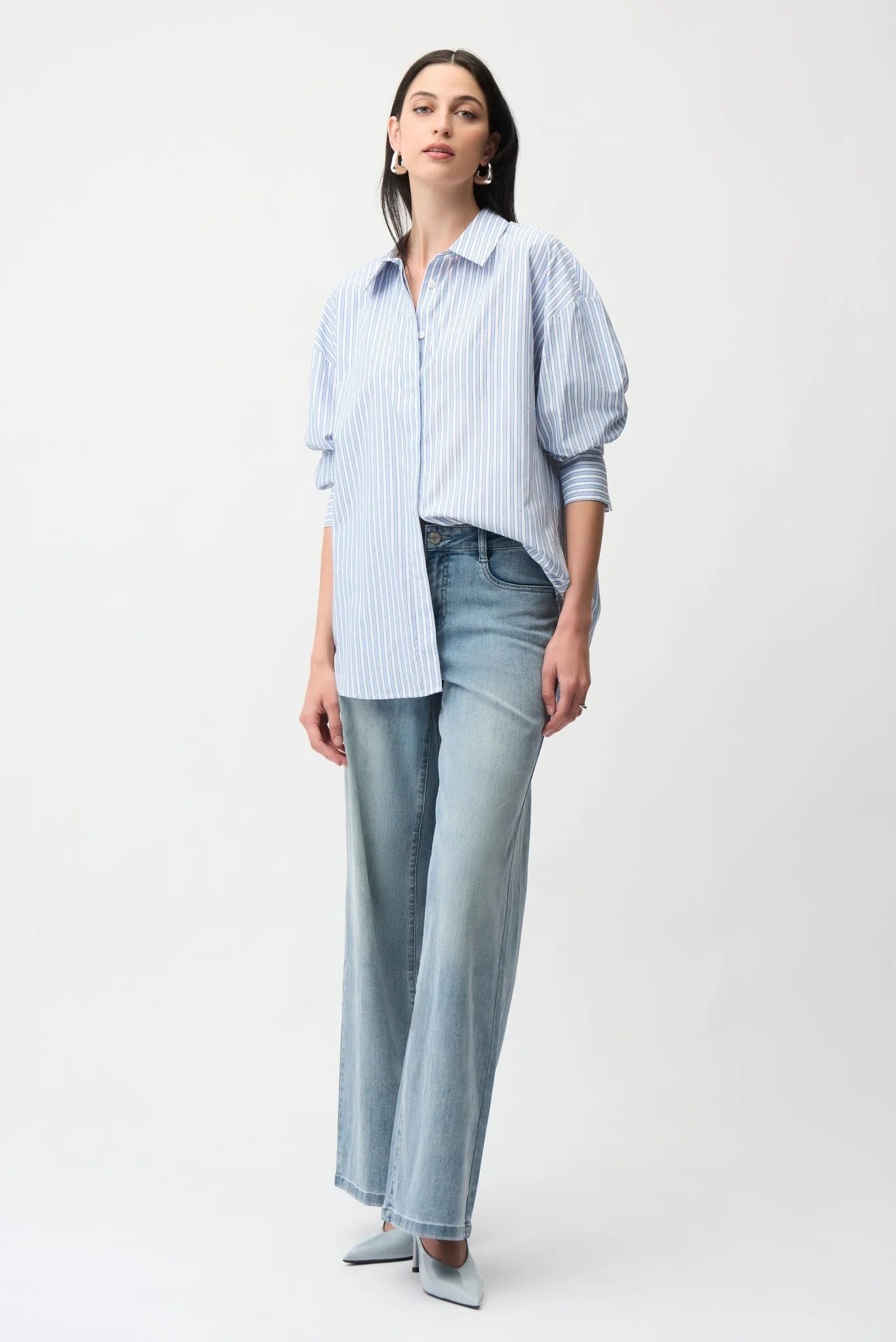 Joseph Ribkoff | Tencel Stripe Shirt | Blue/White