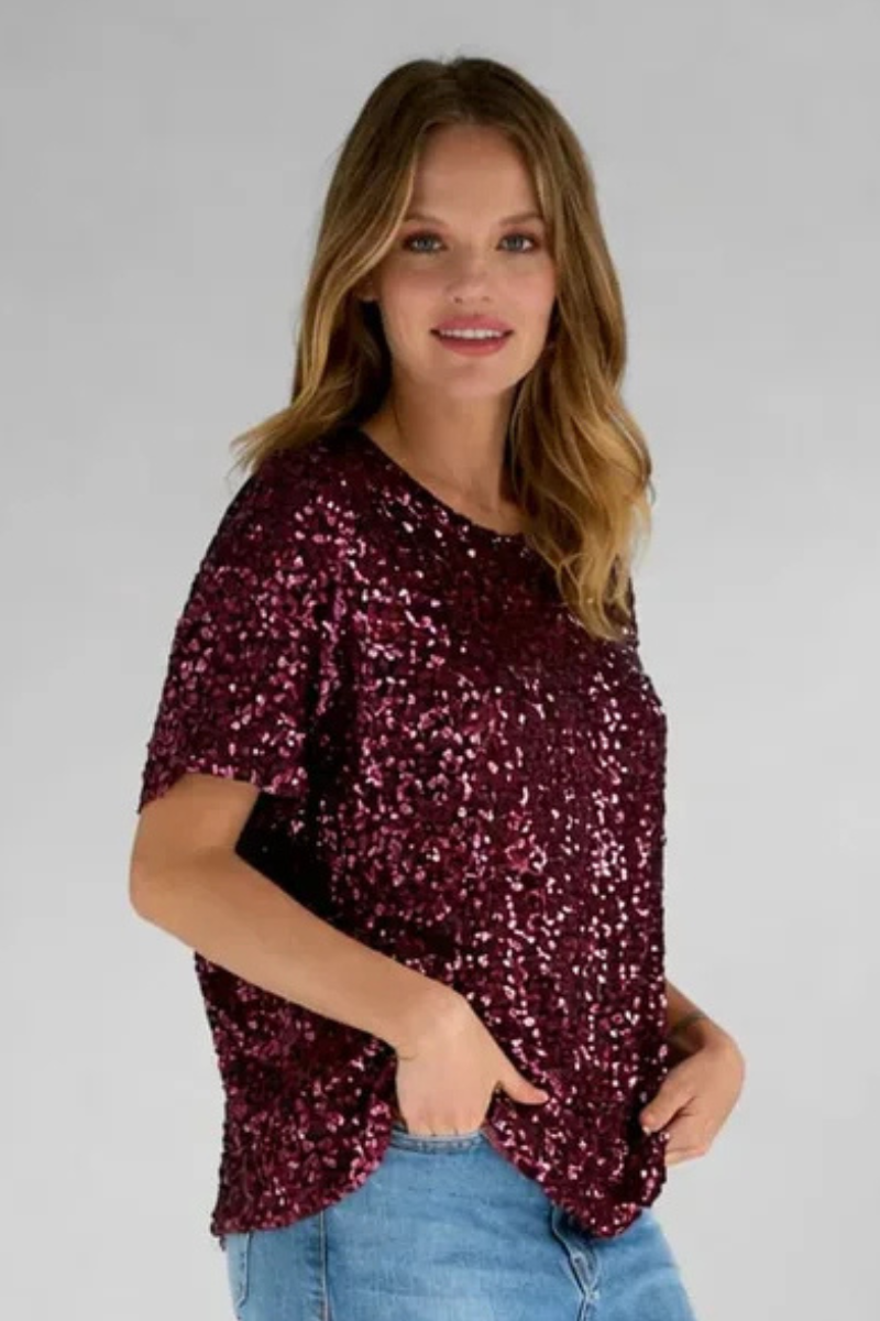 Miss Goodlife | Sequin Shirt Pailette | Bordeaux