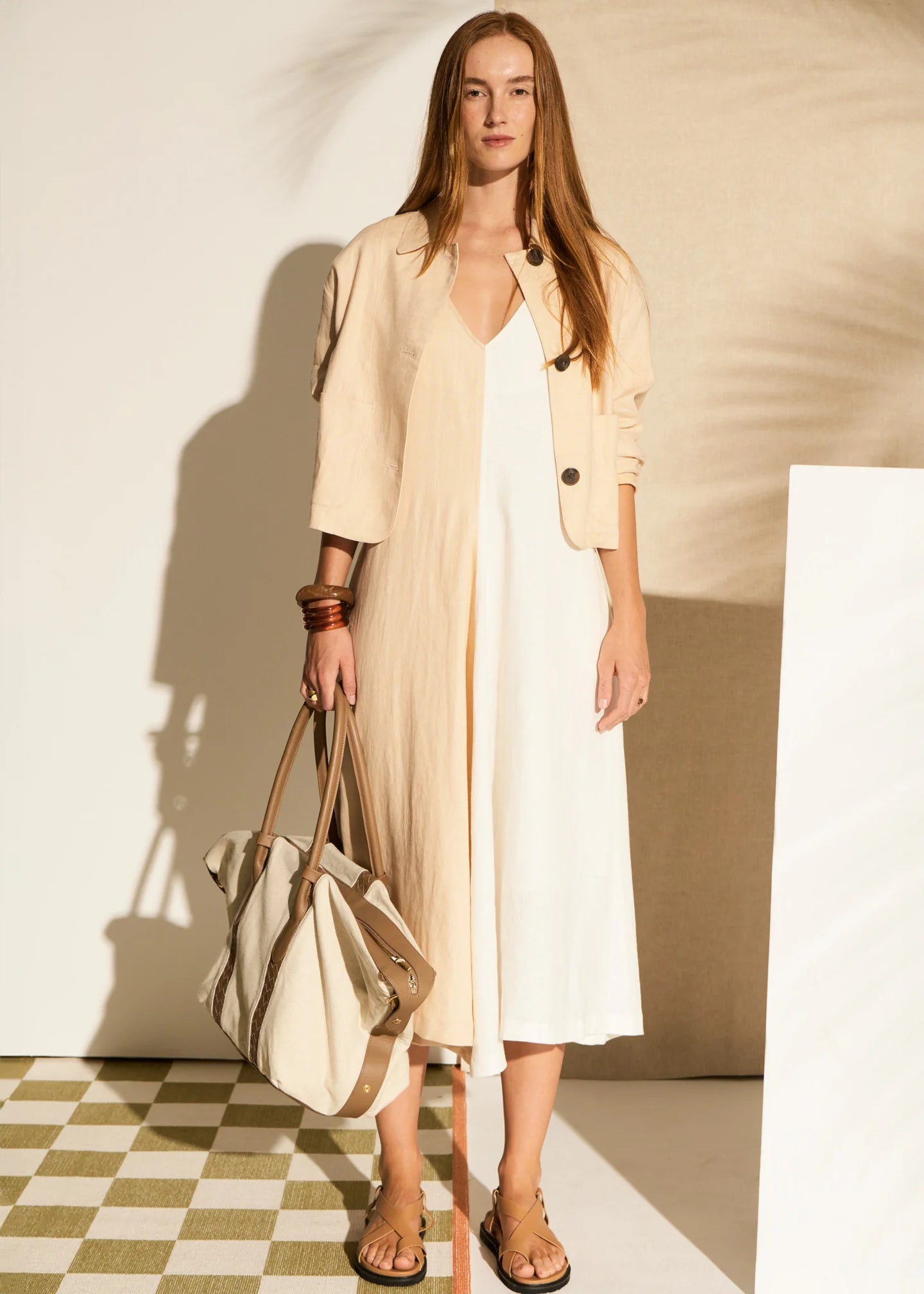 POL | Saga Two Tone Dress | Ivory/Butter