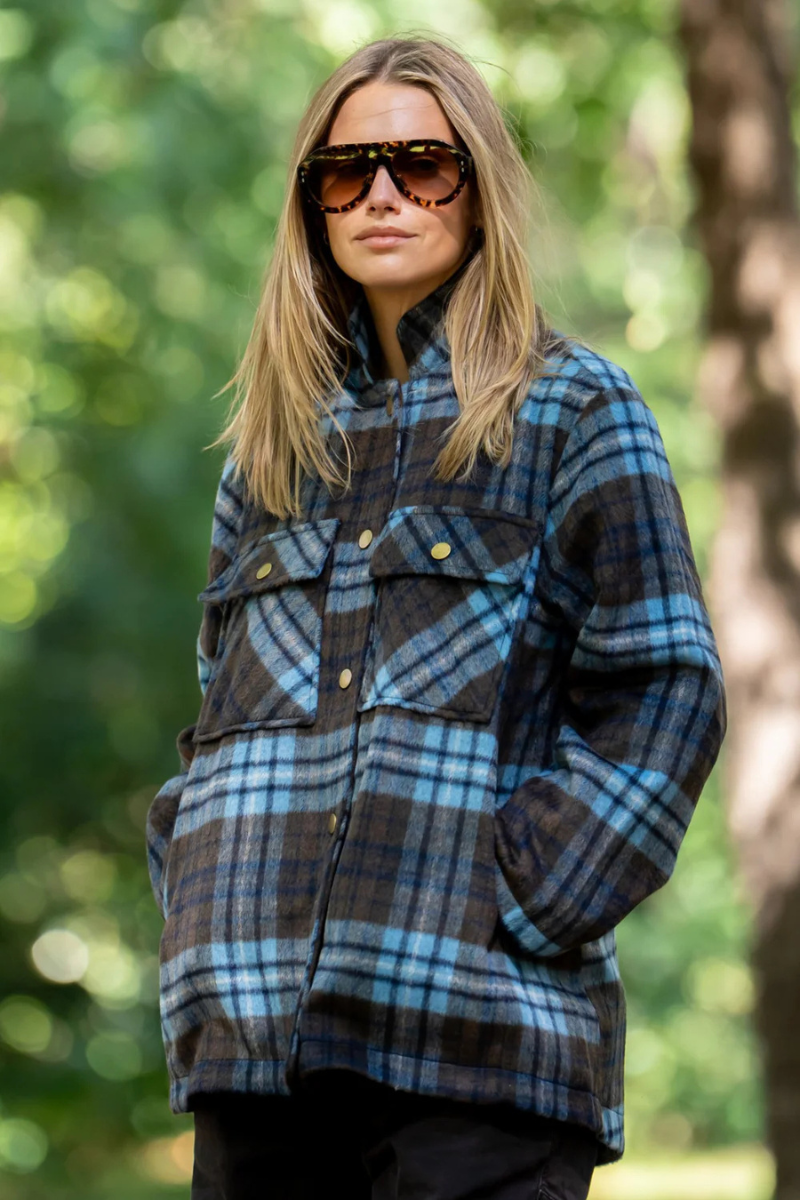 Shirty | Allegra Relaxed Wool Blend Jacket | Blue Plaid