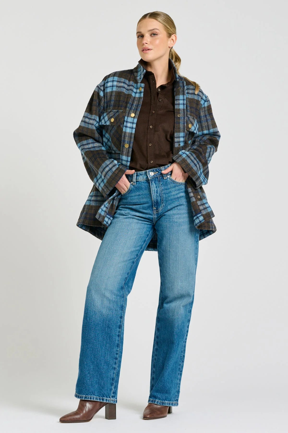 Shirty | Allegra Relaxed Wool Blend Jacket | Blue Plaid
