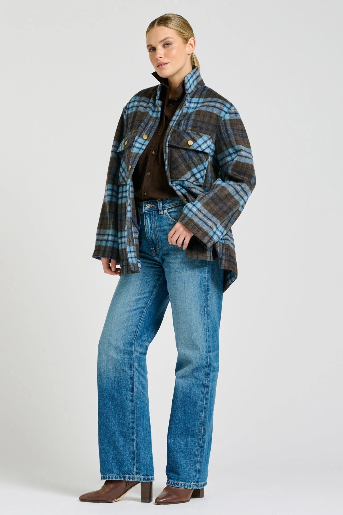 Shirty | Allegra Relaxed Wool Blend Jacket | Blue Plaid