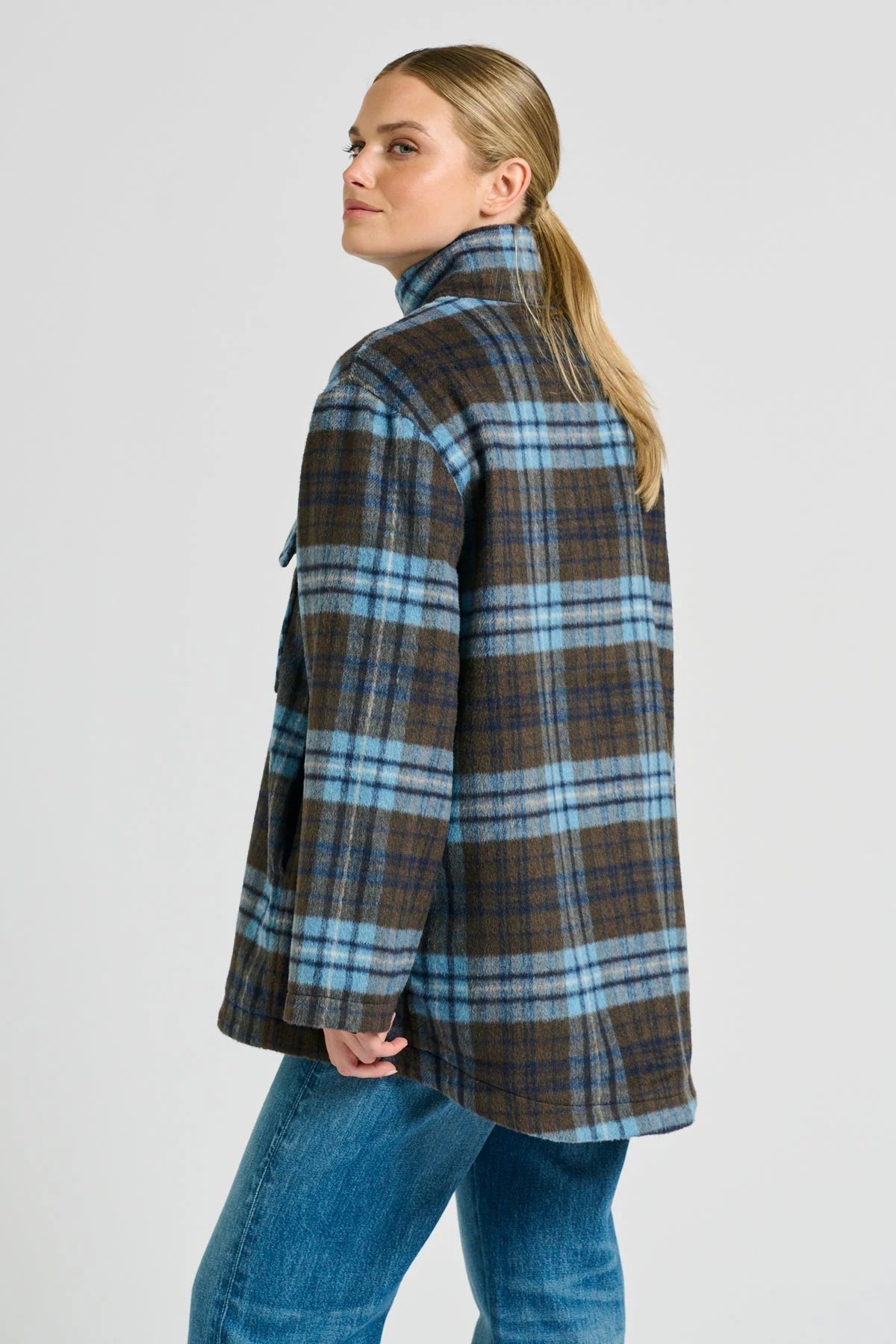 Shirty | Allegra Relaxed Wool Blend Jacket | Blue Plaid
