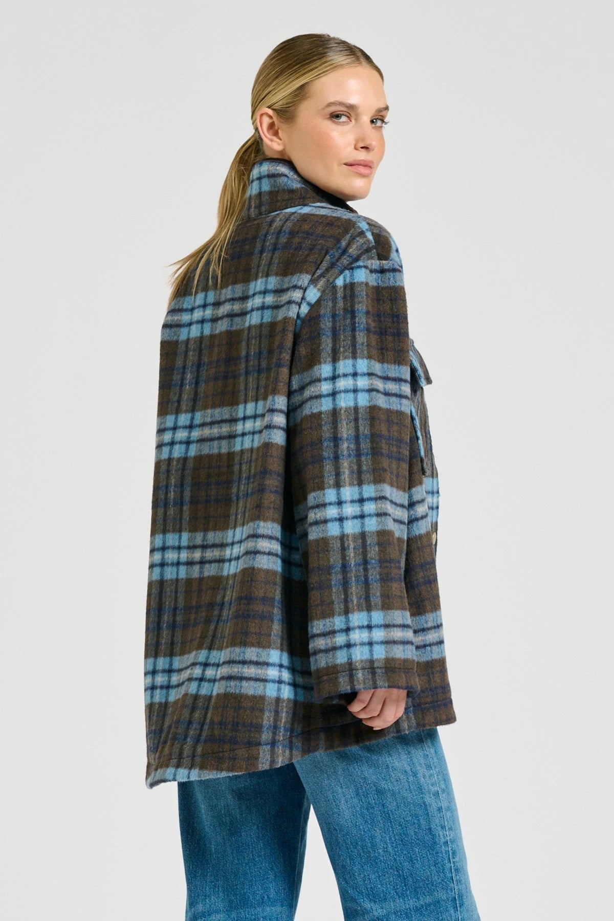 Shirty | Allegra Relaxed Wool Blend Jacket | Blue Plaid