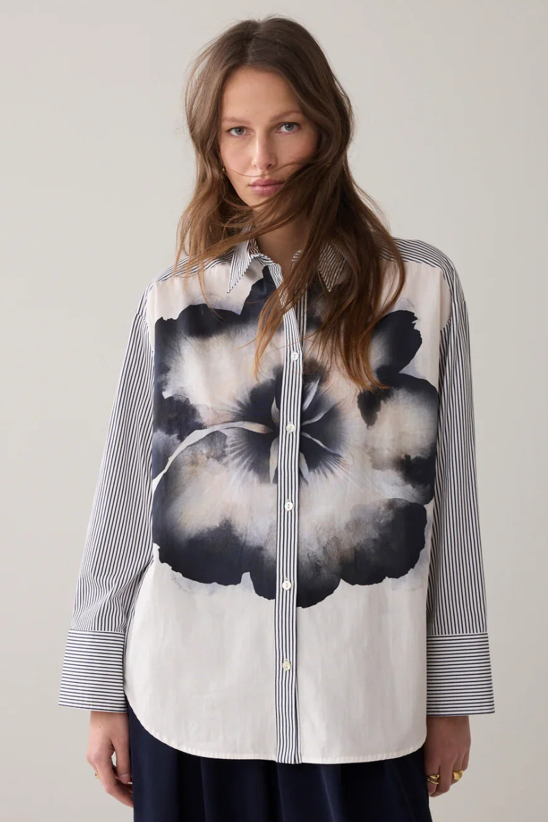 Summum | Big Flower Blouse | Blue/White
